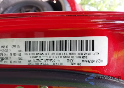 2013 Ram 1500 Slt from USA, damaged, VIN 1C6RR6GG1DS673626